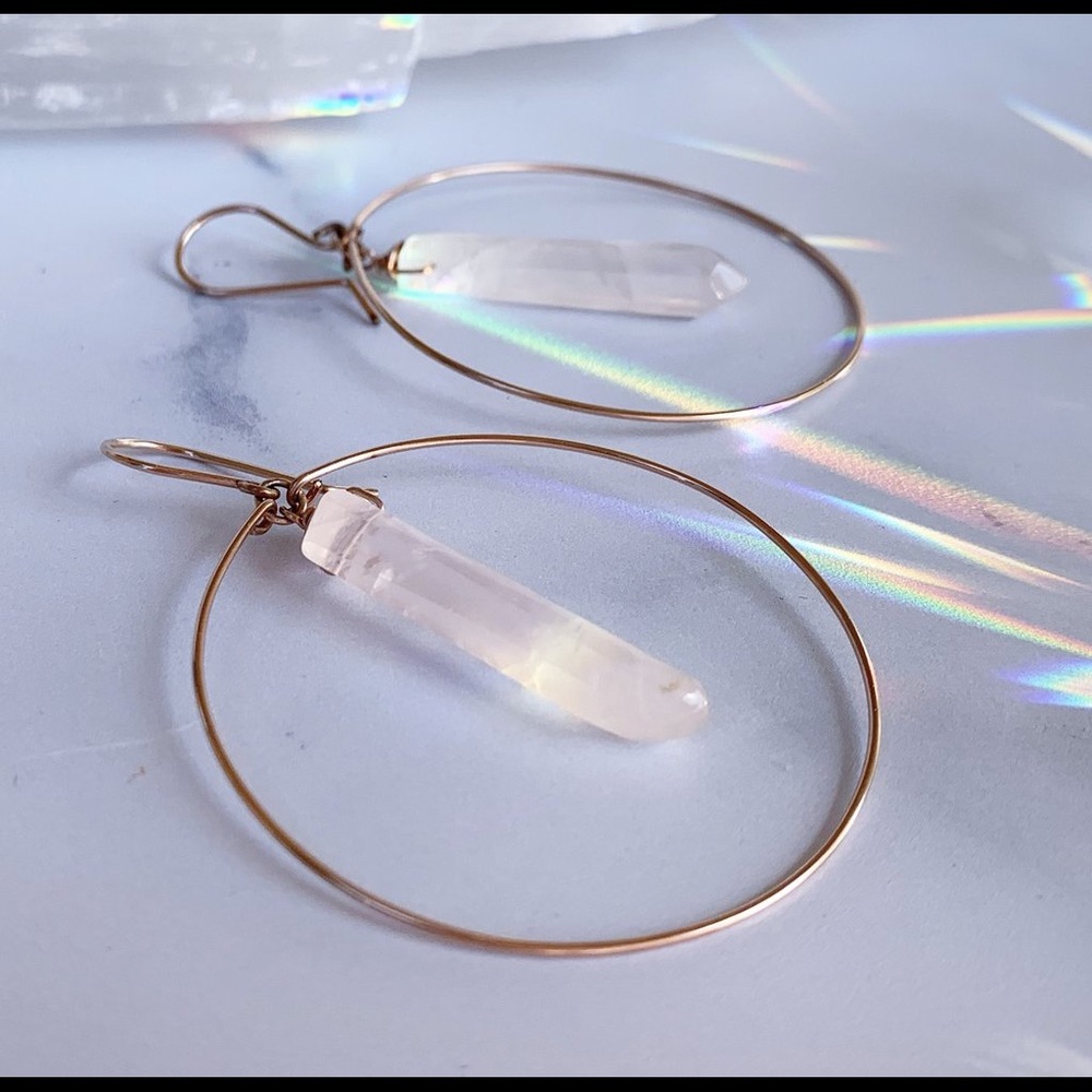 Crystal Quartz Gold Hoop